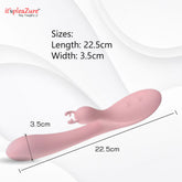 Rabbit vibrator size - 22.5cm length, 3.5cm width measurements